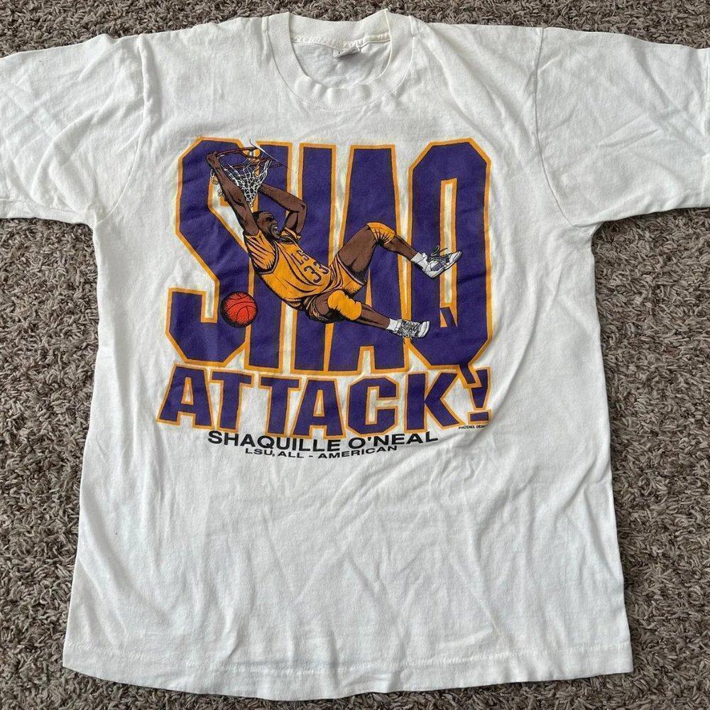90S Shaq Attack Lsu Fotl Single Stitch Usa Shirt Retro
